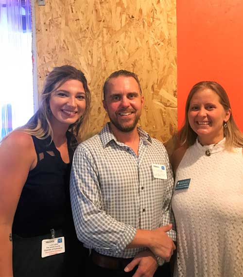 (l:r) Laura Lokey, Marketing Coordinator, Frederick County Chamber of Commerce; Ken Oldham, President and CEO United Way of Frederick County; and Laura Rowles, Director of Events & Marketing, Gaithersburg-Germantown Chamber of Commerce at the Joint Happy Hour Event on August 2, 2017 at Attaboy Beer.  (Photo compliments of Chelsea Selby, GGCC) 