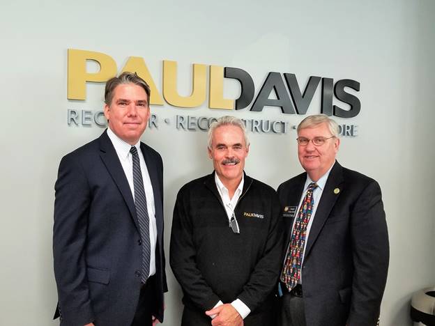 (l:r) Tom Plant, Managing Partner, Paul Davis Restoration and Remodeling.; Shane Robinson, State Delegate - District 39; and Charles Barkley, State Delegate - District 39; at the Paul Davis Restoration and Remodeling ribbon cutting celebration. Paul Davis emergency services covers just about any type of damage that can hit your home or business. (photo credit: Laura Rowles, GGCC Director of Events & Marketing)