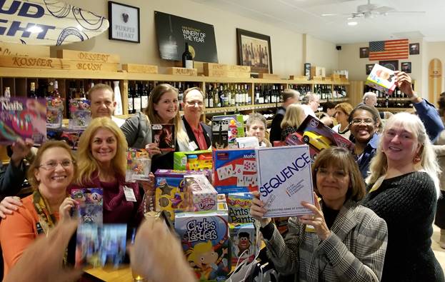 Roughly 60 toys were donated to the Pinky & Pepe’s Grape Escape fundraising & toy drive collection for Toys for Tots at the “Give Thanks” Cocktail Mixer at Pinky & Pepe’s Grape Escape on Thursday, November 16, 2017. (photo credit: Pinky & Pepe’s Grape Escape)