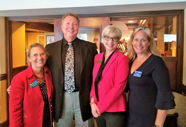 (l:r) Marilyn Balcombe, Gaithersburg-Germantown Chamber of Commerce President & CEO; Ray Maldo, Comus Inn Chief Financial Officer / COO; Elizabeth Cromwell, Frederick County Chamber of Commerce President & CEO; and Ibi Sofillas, Clarksburg Chamber of Commerce President at the 6th Annual “Evening of Networking – Chambers Join Forces” on September 22, 2017 at the Comus Inn. (Photo credit – Laura Rowles, GGCC Director of Events & Marketing) 