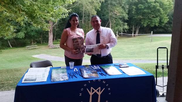 Charity Gutierrez & Humberto Benitez represented the Montgomery Village Foundation in the non-profit showcase at the 2016 Gaithersburg-Germantown Chamber Membership Picnic. (photo credit: Laura Rowles, GGCC Director of Marketing)