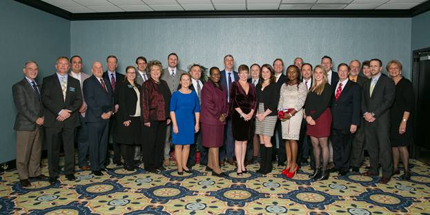 (l:r) 2018 Gaithersburg-Germantown Chamber Board of Directors: Jim Muir, Hughes Network Systems, LLC; Ray McKenzie, The Law Office of Raymond T. McKenzie, Esq.; Brett Friedman, DeLeon & Stang, CPAs & Advisors; Bruce Kanner, Cartridge on Wheels; Joe Bucci, Universities at Shady Grove; Paula Ross, Metropolitan Ballet Theatre and Academy; Rob Liebreich, Asbury Methodist Village; Francine Waters, Lerner Enterprises; PJ Horan, JCH Financial; Marilyn Balcombe, Gaithersburg-Germantown Chamber; Doug Ryder, Holy Cross Germantown Hospital; Colette Releford, On-Site; Adam Cox, Hughes Network Systems, LLC; Barbara Crews, Johns Hopkins University Montgomery County Campus; Gary Unterberg, Rodgers Consulting, Inc.; Brittany Hilton, Hughes Network Systems, LLC; Stuart Barr, Lerch, Early & Brewer, Chartered; AJ Nwoga, M&T Bank; John Olenick, PSA Insurance & Financial Services; Doug Wrenn, Rodgers Consulting, Inc.; Tom Lonergan, City of Gaithersburg; Heather Madison, Peterson Companies; Randy Scritchfield, Randy Scritchfield, CFP®; Jerry Therrien, Therrien Waddell, Inc.; Katie Doherty, Holiday Inn Gaithersburg; Andrew Nicklas, Adventist HealthCare; and Ellen Lambert, Baywood Hotels (Photo Credit: Milestones & Memories)